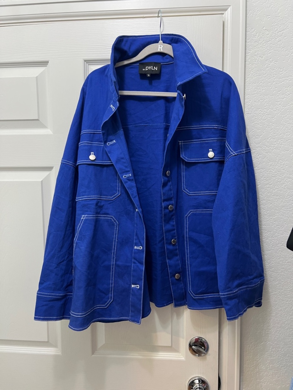 By.DYLN Cobalt Utility Jacket with Contrast Stitching